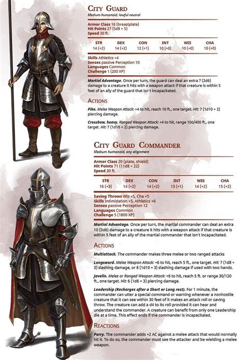 5e guard stats